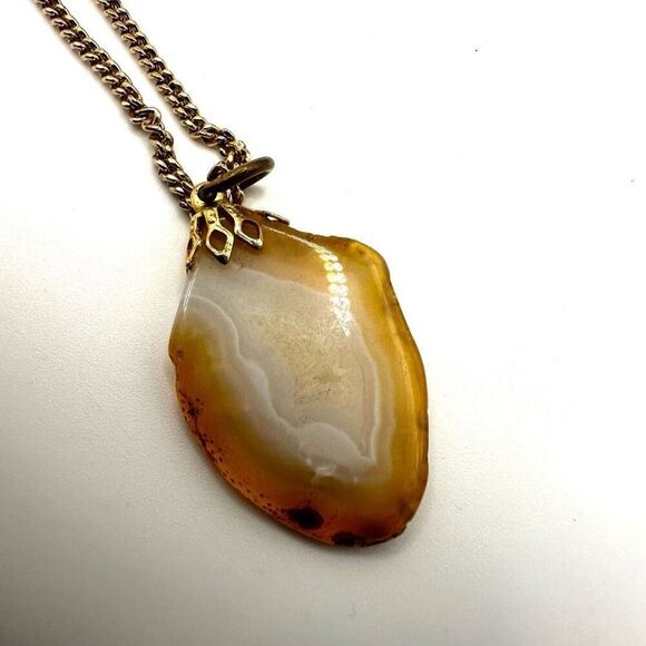 agate slice pendant necklace - Picture 4 of 10